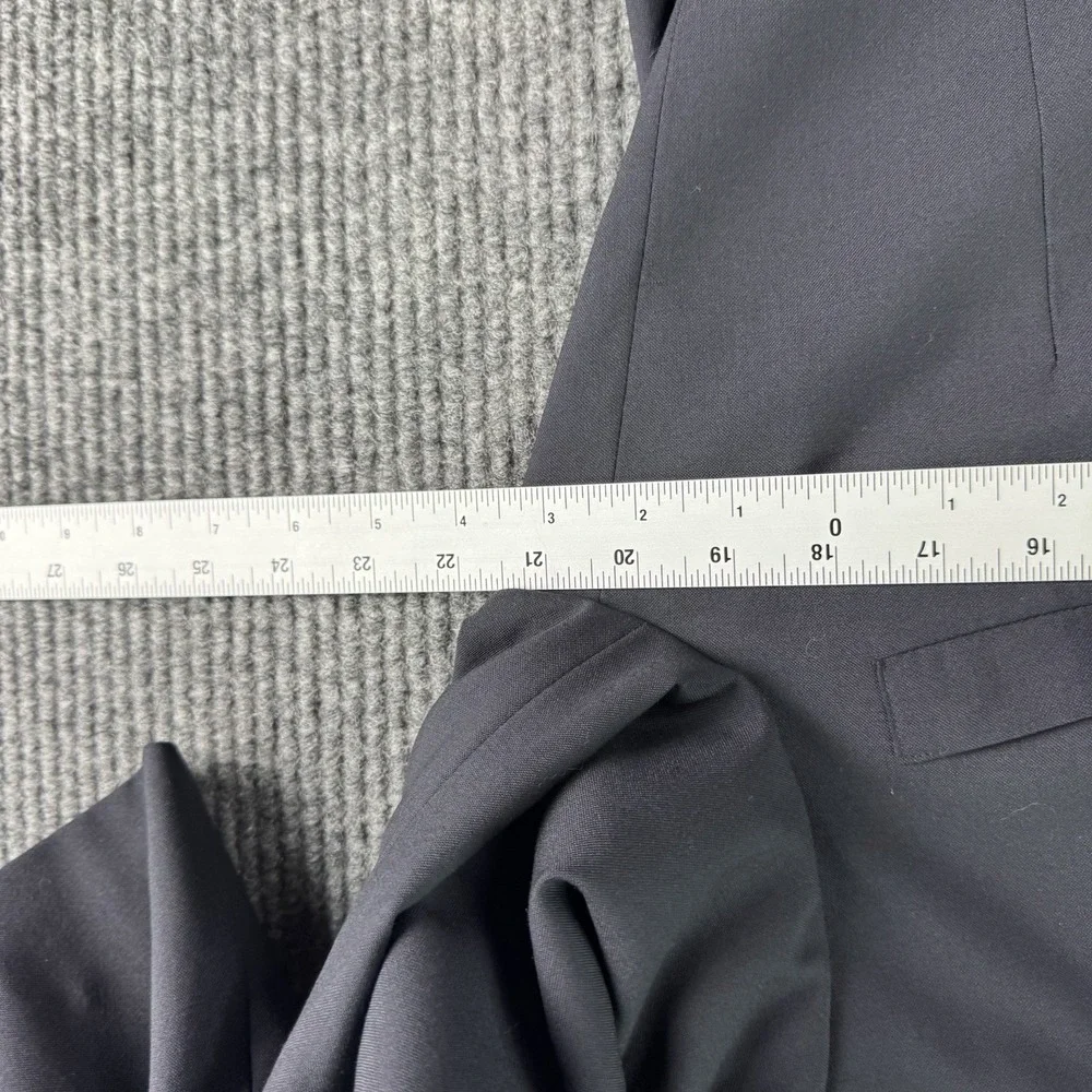 Vintage Eddie Jacobs Suit 39R Blue Wool Solid Union Made USA 32x28 Pleated Pants